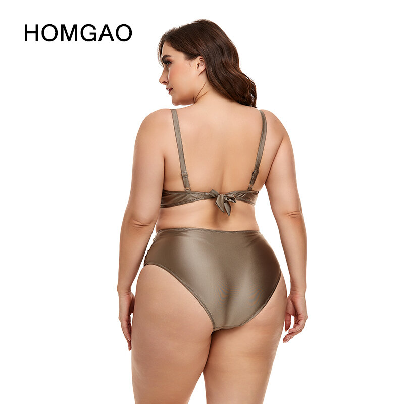 Homgao 2022 Nieuwe Vrouwen Grote Maat Badpak Tweedelige Bikini Set Sexy V-hals Badmode Badpakken Maillot De Bain Femme XL-4XL