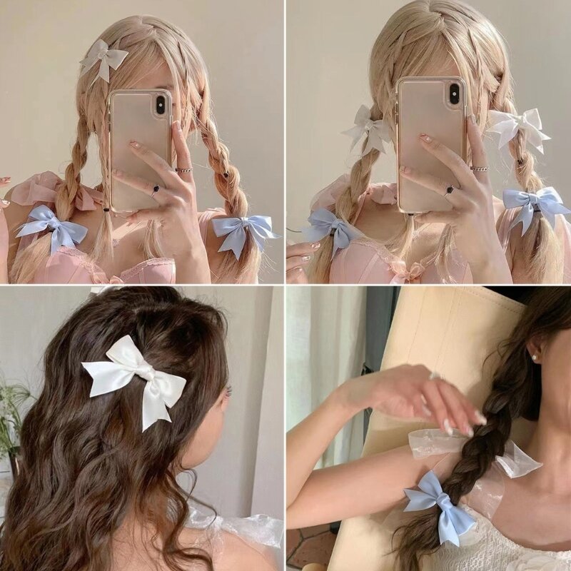 Bowknot Hair Clip Sweet Satins Side Clip Hairpins Barrettes for Women drop shipping