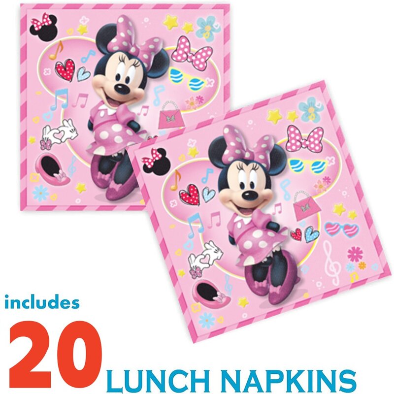 50Pcs Disney Minnie Mouse Party Supplies Pink Minnie Disposable Tableware Set Baby Shower Kids Girls Birthday Party Decorations