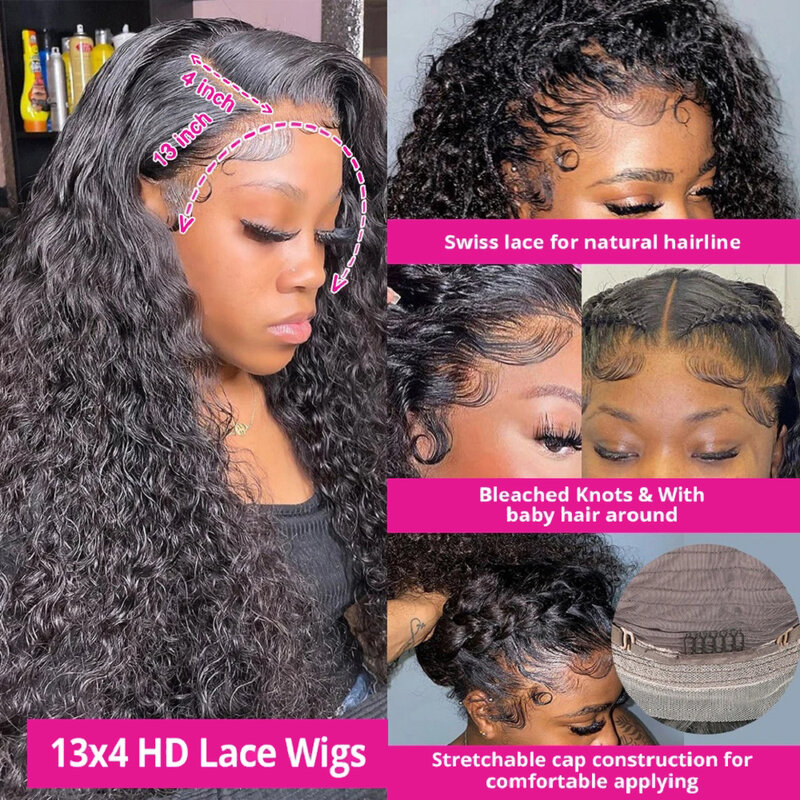 Wig gelombang air rambut manusia 13x4 Wig renda Frontal HD Wig renda transparan Wig Frontal rambut manusia Wig Brasil dijual