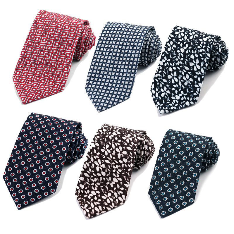 Tailor Smith Fashion Floral Plaid Striped Soft Cotton Linen Skinny Neckties Gravatas Men Business Cravatta Ties Accessories