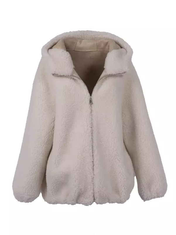 Jaqueta de lã sintética, jaqueta grossa com capuz, pele de carneiro pesada e aquecida, nova moda, outono e inverno, 2023