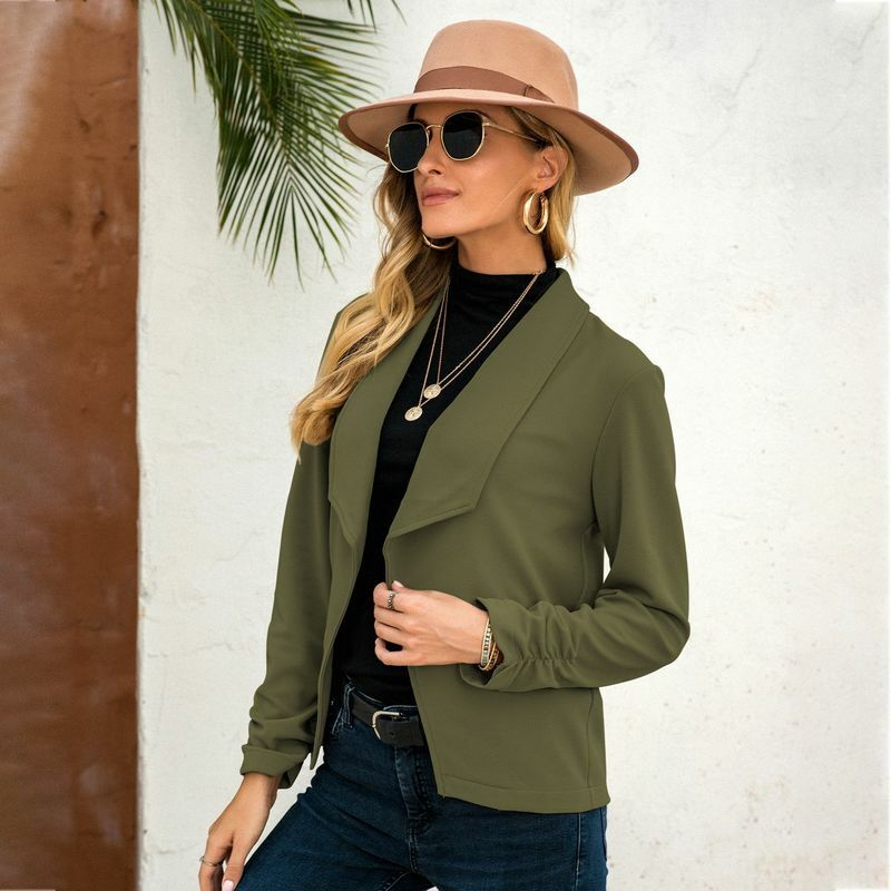 Women Solid Colors Buttonless Blazer Formal Clothing All Match Commute Casual Short Suit 2023 Office Lady New Fashion Blazers