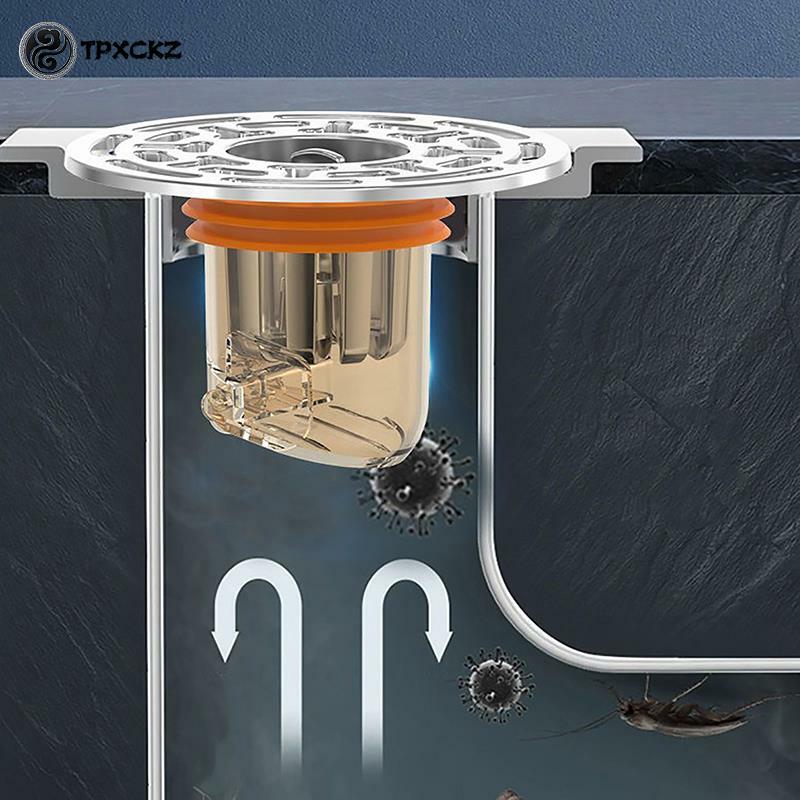 ที่เสียบท่อระบายน้ำพื้นห้องน้ำแบบมีช่องระบายน้ำอุปกรณ์ในห้องน้ำกันแมลงฝาครอบกันท่อน้ำทิ้งกันกลิ่น