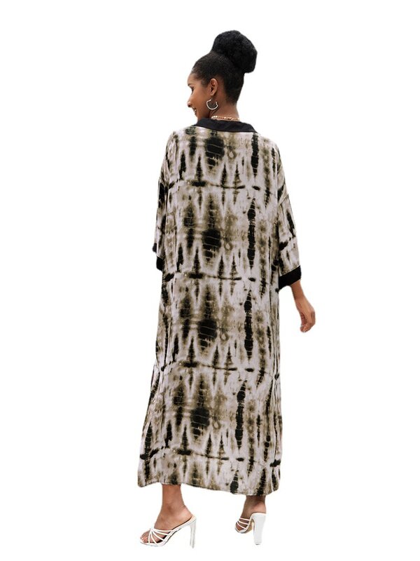 ชุดคลุมบิกินี่มัดย้อมขนาดใหญ่พิเศษสำหรับผู้หญิงชุดแมกซี่คอวีลำลองชุดชายหาดฤดูร้อน