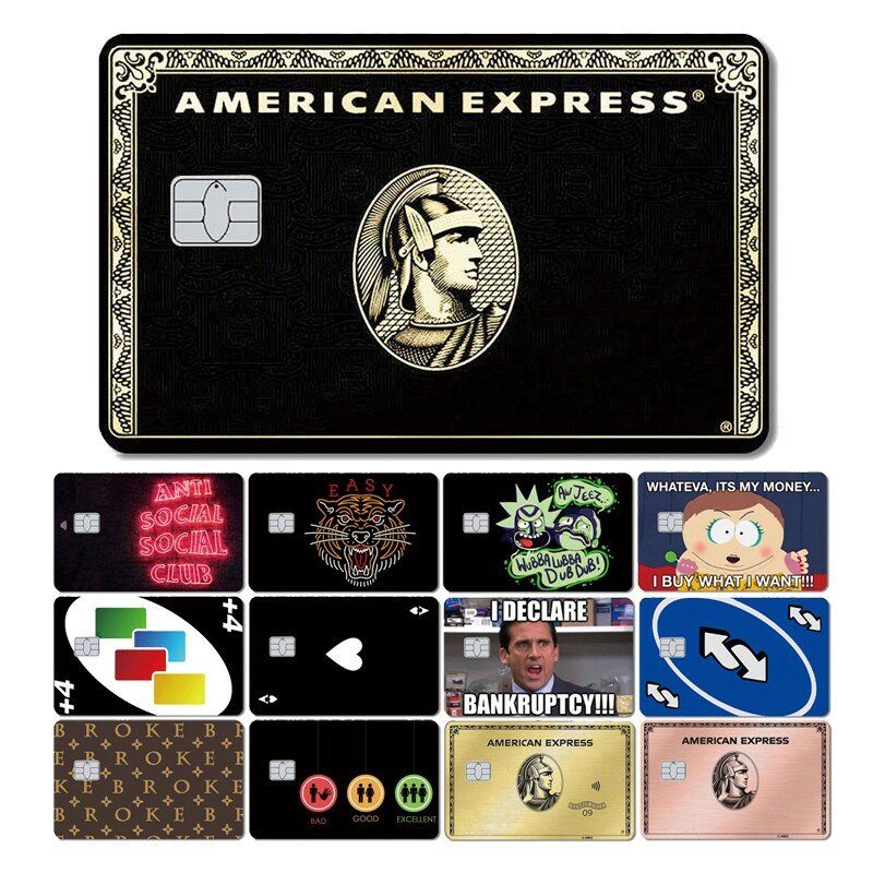 Cubierta de pegatina de piel de película frontal de ala de tarjeta negra de juego divertido, tarjeta de autobús de Chip pequeño, tarjeta de crédito, mate impermeable