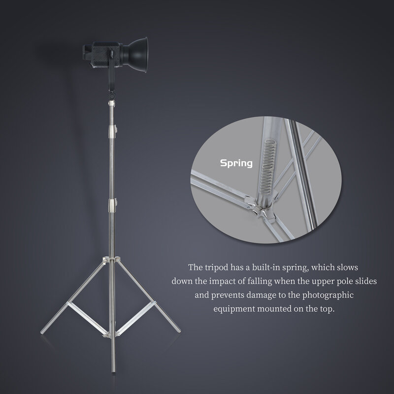 SH New 290cm Stainless Steel Tripod Photography Photo Video Studio Heavy Duty Background Stand For SoftBox LED Light Mobile Live