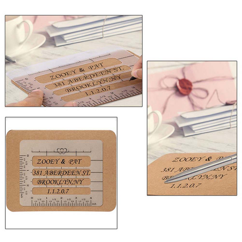 Plantillas de carta de guía de dirección de sobre de estilo 4 piezas, adecuadas para una amplia gama de plantillas de tarjetas de carta de pintura de sobre