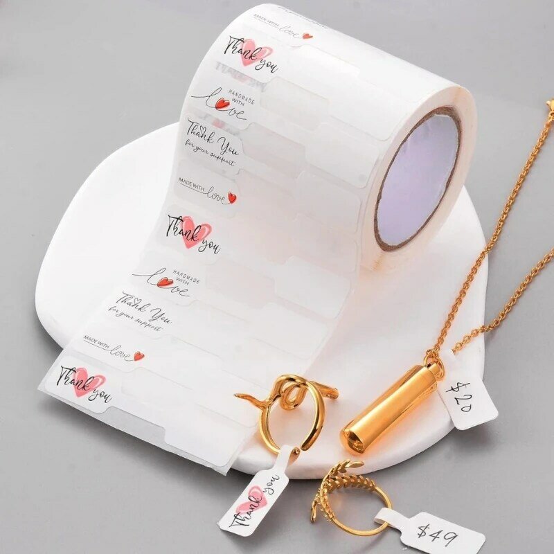 Set Stiker Gelang Hangtag Label Perhiasan Kertas Elegan untuk Anting Kalung dan Pelabelan Identifikasi