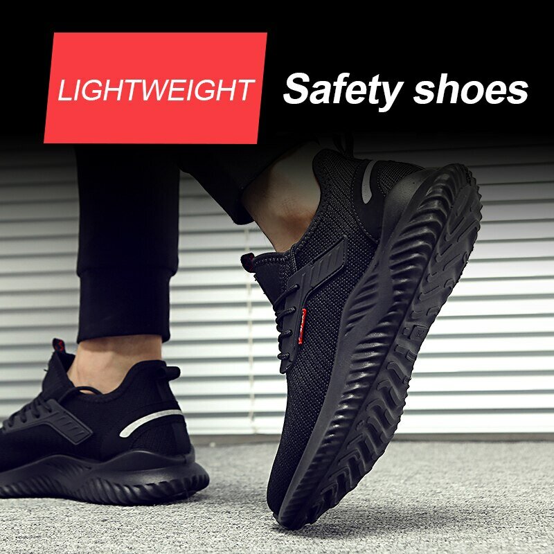 Zapatillas de trabajo con punta de acero para hombre, zapatos de seguridad, botas de trabajo a prueba de perforaciones, calzado Indestructible de moda