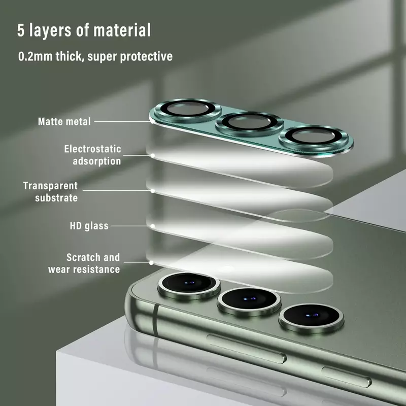 Metal Vidro Temperado Camera Lens Protector Cover, Acessório de Proteção para Samsung Galaxy S23 Ultra S22 Plus Galaxy S23 S 23 22 5G