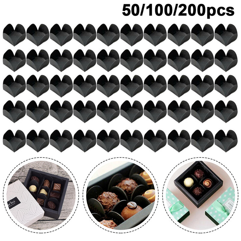Pièces de rechange en papier de haute qualité pour emballage de dessert, support d'emballage noir, support de chocolat, 200 pièces, 100 pièces, 50 pièces