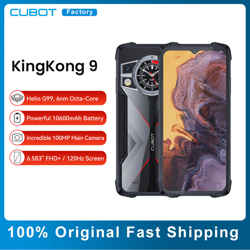 Cubot KingKong 9 wytrzymały smartfon 6.583 "ekran 120Hz 100MP + 32MP aparat telefon komórkowy 10600mAh bateria 24GB + 256GB NFC telefon komórkowy