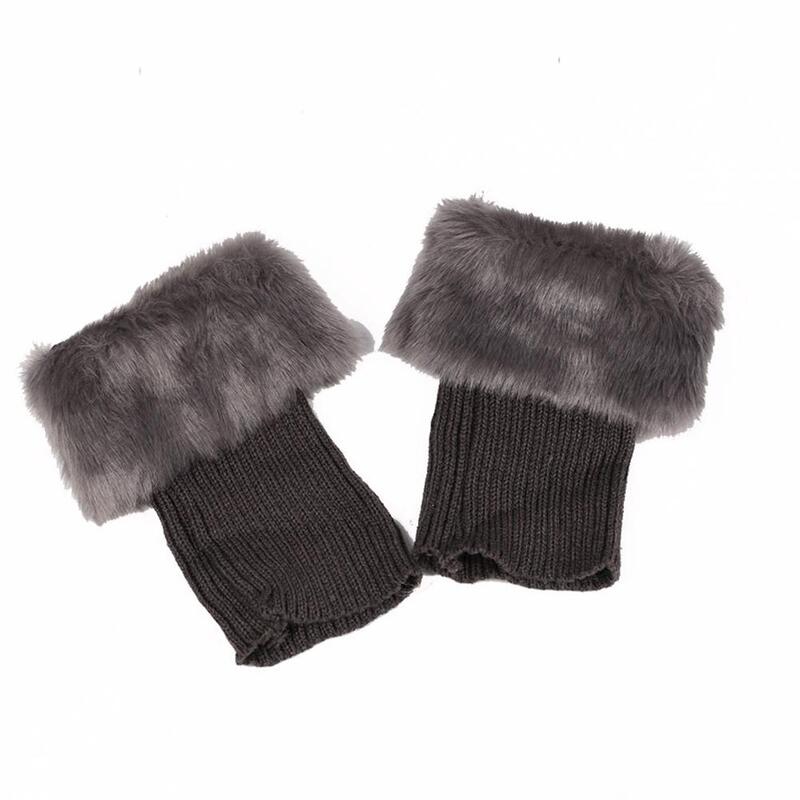 Wool Sock Boot Cover For High Heels Flat Shoes Women Winter Leg Warmer Crochet Knit Faux Fur Trim Leg Boot Socks Shoes Acce B6N2