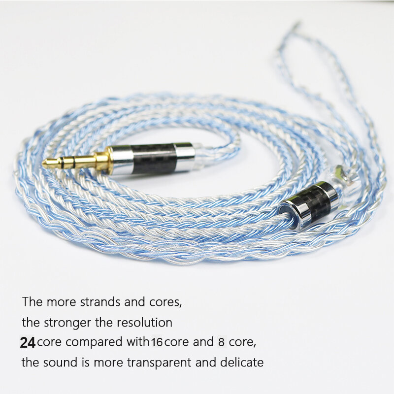 4.4mm IE100 pro IE500pro IE400 earphone seimbang kabel OCC berlapis perak Upgrade 2.5 3.5mm dengan MIC 24 Core
