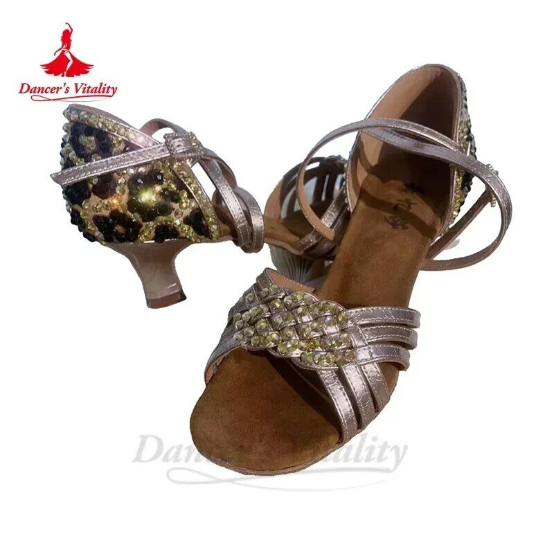 Chaussures de danse latine avec diamant pour femmes, semelle coordonnante intérieure, chaussures de Régions ba Chacha, personnalisées en usine, adultes, neuves