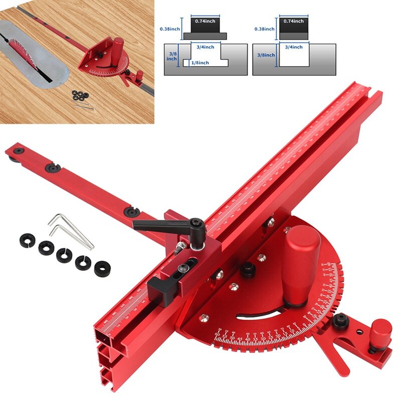 1 Set Miter Gauge And Fence, With Track Stop Sawing Assembly Angle Ruler For Table Saw Router Woodworking Bench Tools DIY