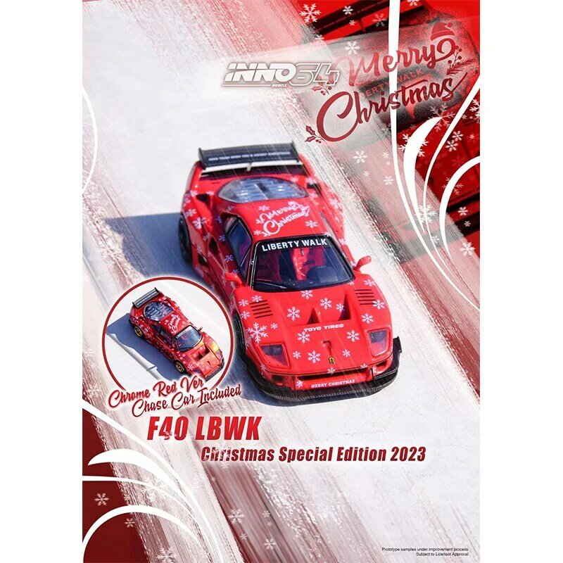INNO In Stock 1:64 LBWK F40 X`MAS 2023 Specia Edition Diecast Diorama Car Model Collection Miniature Carros Toys