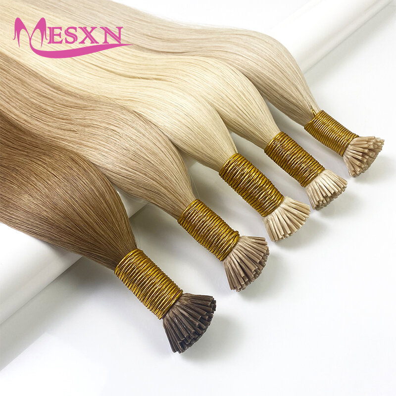 High Quality Straight I Tip Hair Extensions Natural Real Human Fusion Hair Extensions  Keratin Capsule  Blonde Color 14-22inch