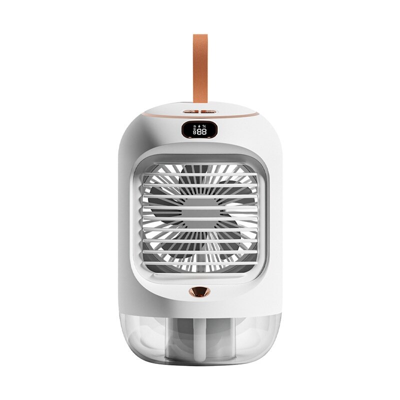 Cold Water Machine Rotating Humidification Cold Fan Mini Desktop Shaking Head Fan USB Charging Night Light Fan
