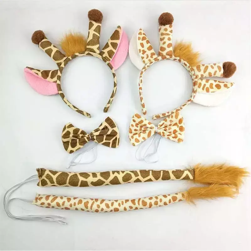 Плюшевая повязка на голову с жирафами, обруч для волос с жирафами, мультяшный головной убор для девочек, милая плюшевая повязка