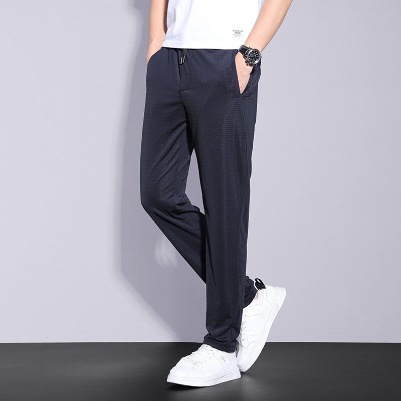 Pantalones largos negros de algodón para hombre, ropa de calle informal, a la moda, de alta calidad