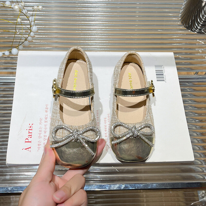 Zapatos de cuero con cabeza cuadrada para niña, calzado de princesa Mary Jane, color Beige, novedad de primavera