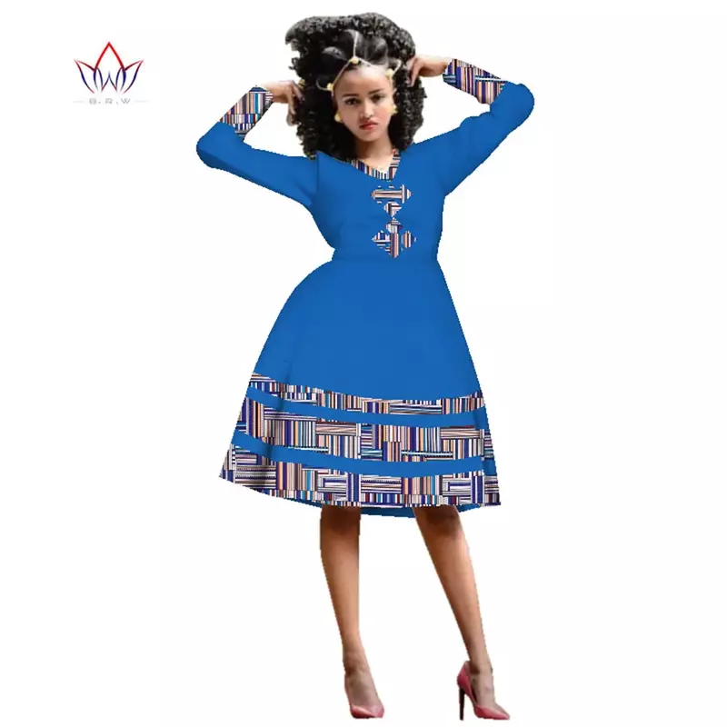 Bintarealwax Africa Dress For Women abiti con stampa in cera Dashiki Plus Size Africa Style Clothing for Women Office Dress WY3001
