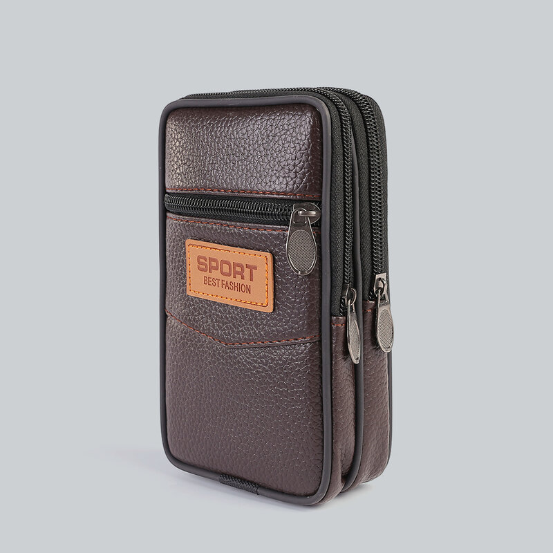 야외 남성 패니 허리 가방, PU 소형 휴대폰 지갑 포켓 벨트 범 파우치