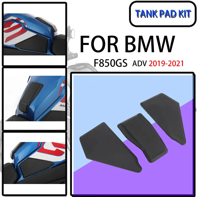 Almofada de tanque de combustível lateral da motocicleta, adesivo de borracha Adventure ADV, kit de almofadas laterais, BMW F850GS, 2019-2021