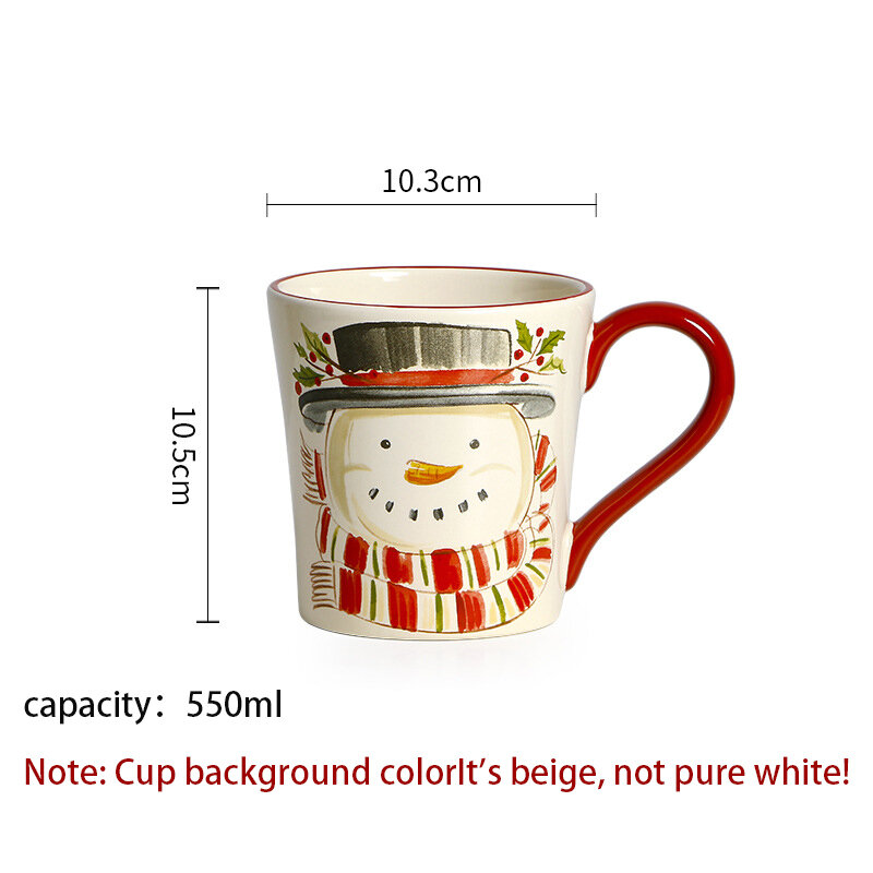 Taza de cerámica de Navidad, taza de muñeco de nieve, taza de desayuno de leche familiar, taza de café, taza Feng Shui Vintage, regalo de vacaciones para hombres y mujeres