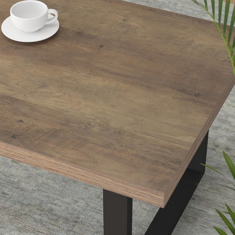 Ibf Bauernhaus Couch tisch, moderner minimalisti scher Holz Couch tisch für Wohnzimmer, einfacher industrieller rechteckiger Mittel tisch