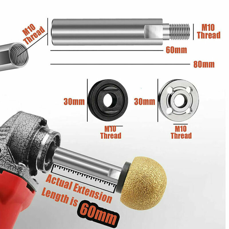 1/3pcs 80mm Angle Grinder Extension Connecting Rod M10 Thread Adapter Extension Shaft Home Power Tool Replacement Accessories