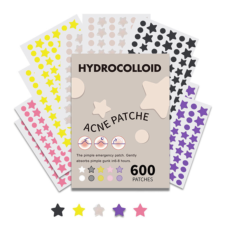 18-600pcs Star Pimple Patch Acne Colorful Invisible Acne Removal Skin Care Stickers Concealer Face Spot Beauty Makeup Tools