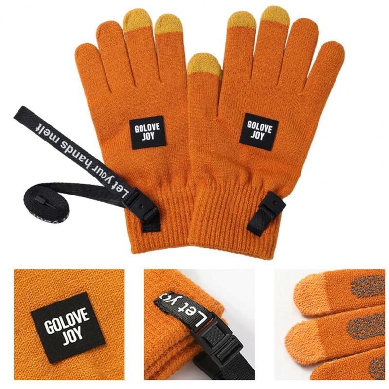 Guantes de invierno a la moda, cómodos guantes gruesos de invierno de tres dedos para pantalla táctil, guantes suaves de dedo completo para uso diario