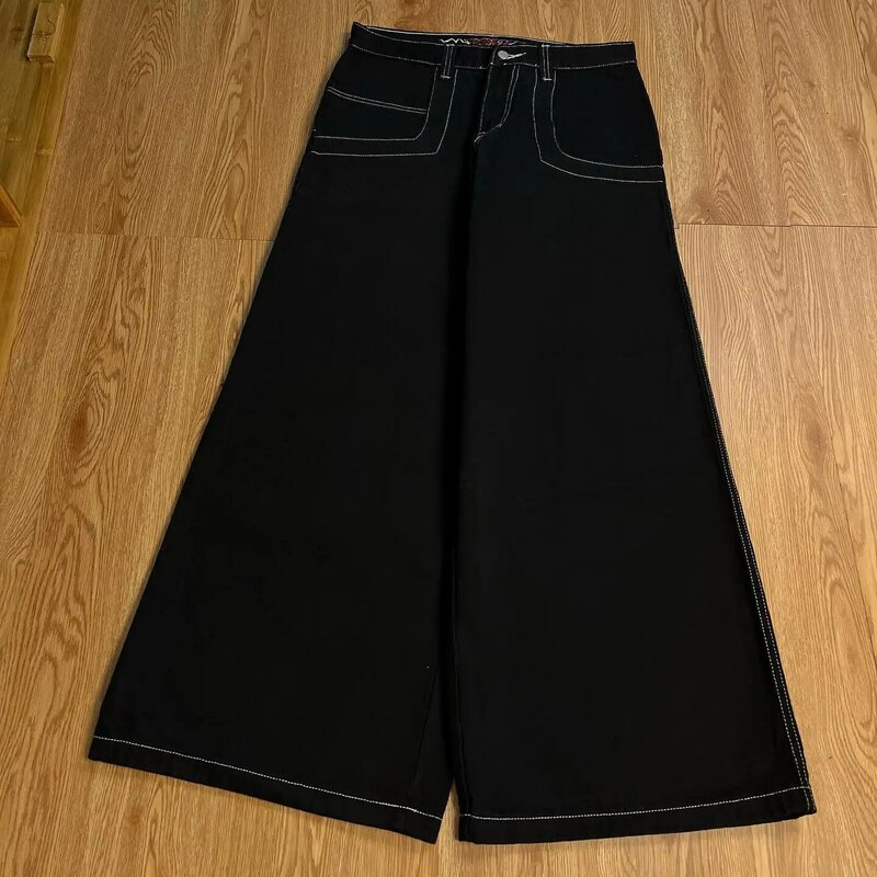 Wear wear z grafiką haftowany workowate dżinsy Streetwear Y2K jeansy męskie kobiety z wysokim stanem szerokie spodnie Harajuku czarne spodnie deskorolkowe