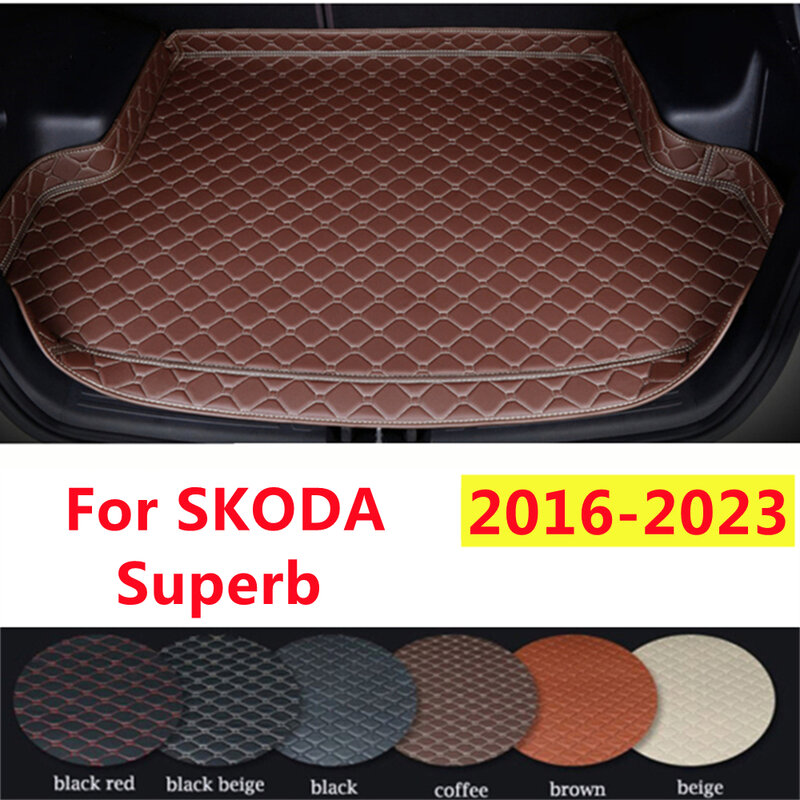 Alfombrilla de maletero de coche SJ para todos los climas, Alfombra de cubierta de revestimiento de carga trasera, ajuste personalizado para SKODA Superb 2023 2022-2016, accesorios para automóviles