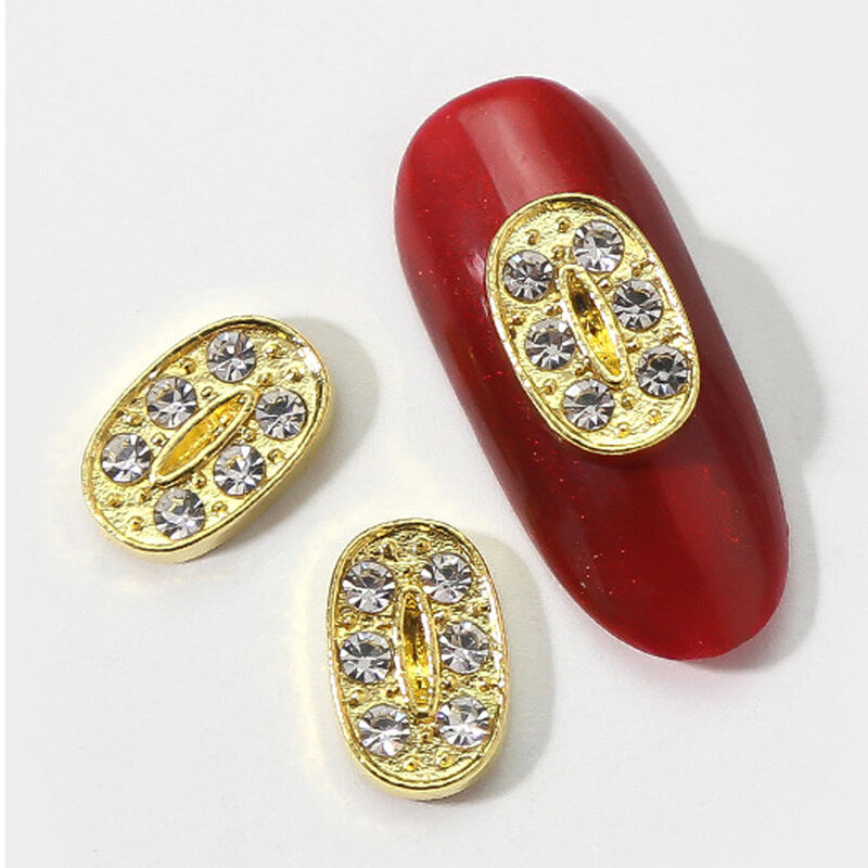 10 unids/lote de diamantes de imitación de aleación 3D para decoración de uñas, accesorios de Metal para decoración de uñas, números 0-9, oro/plata, joyería brillante