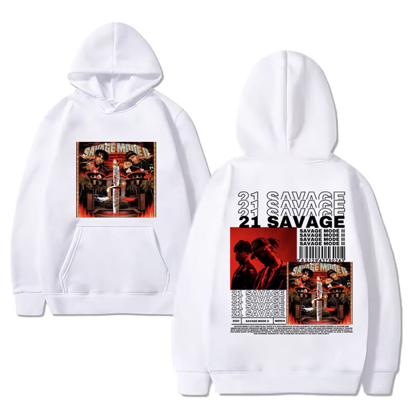 Hot sale 21 Savage Album print Graphic Hoodie Men Women vintage Hip Hop streetwear Unisex Oversized Fleece Long sleeve pullovers