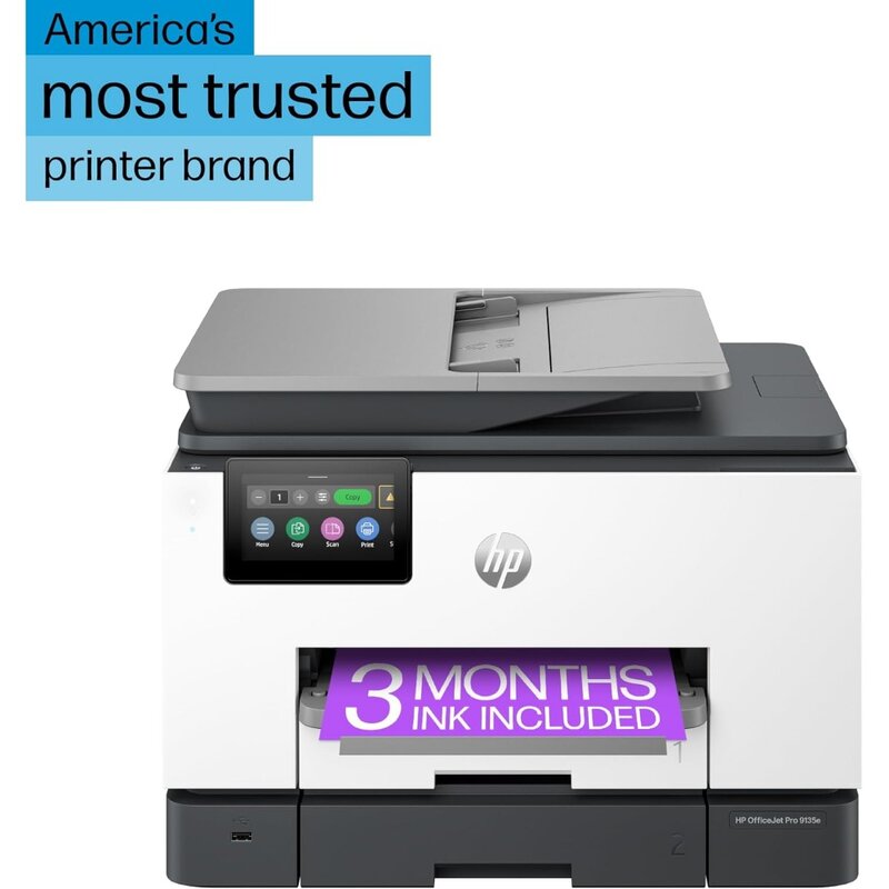 OfficeJet Pro 9135e Printer lengkap, warna, Printer-untuk bisnis kecil menengah, cetak, salin, pemindaian, faks