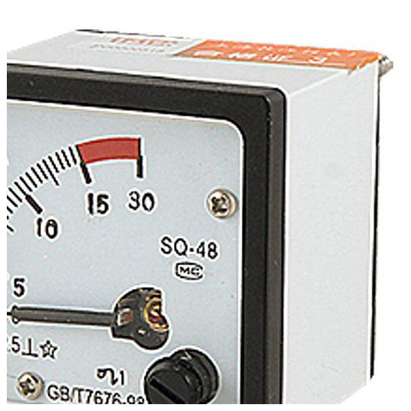 SQ48 Panel Meter arus AC Analog, Ammeter 0-15A Gauge putih + hitam