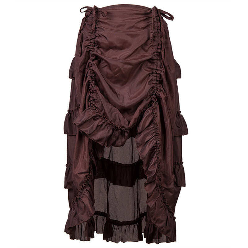 Коричневая черная юбка в стиле стимпанк для женщин Пиратские Сексуальные Юбки Женская Клубная одежда костюмы в стиле панк для бурлеска аксессуары