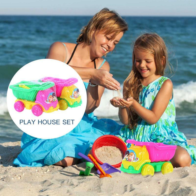 Brinquedo de praia para crianças, Caminhão basculante, Brinquedo de praia, Veículo de construção, Playset, Pá de praia, Ferramenta ao ar livre