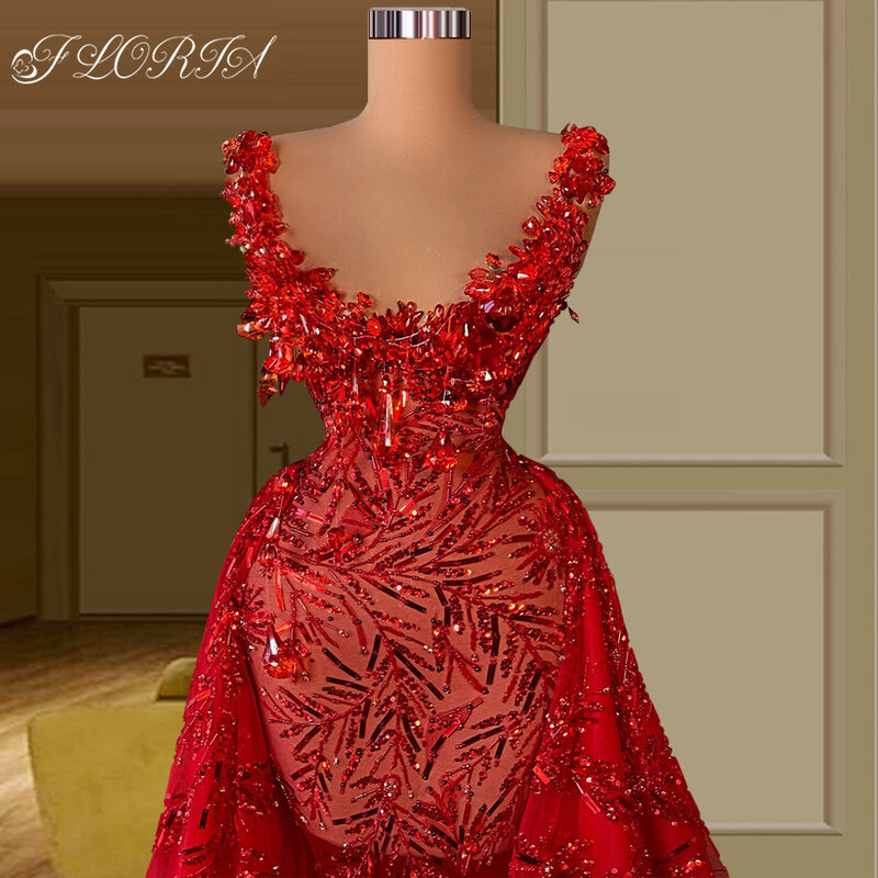 Vestido de casamento vermelho de luxo vestido de noiva destacável vestido de noiva de lantejoulas vestidos de noiva feitos sob encomenda robe de mariage