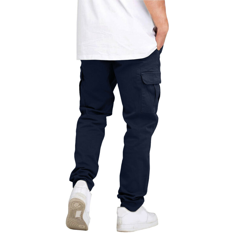 Mens Casual Waist Solid Color Sports Hat Multi Woven Pocket Foot Rope Solid Pants Street Cargo Tie Mens Cargo Pants Work