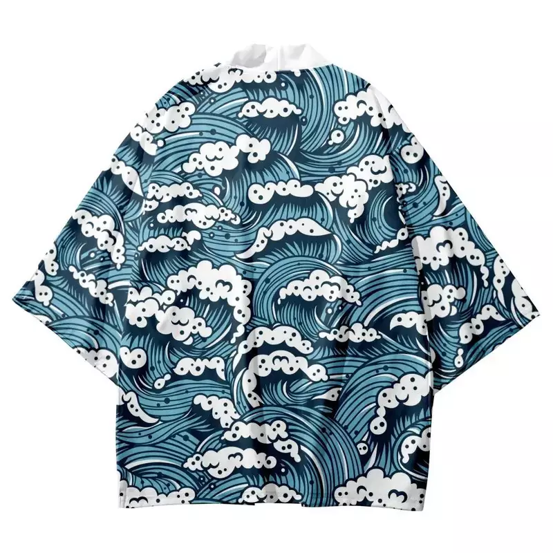 Letni klasyczny wzór w sprayu, tradycyjny japońskie Kimono, sweter Haori dla mężczyzn i kobiet, letni samuraj na plaży Yukata