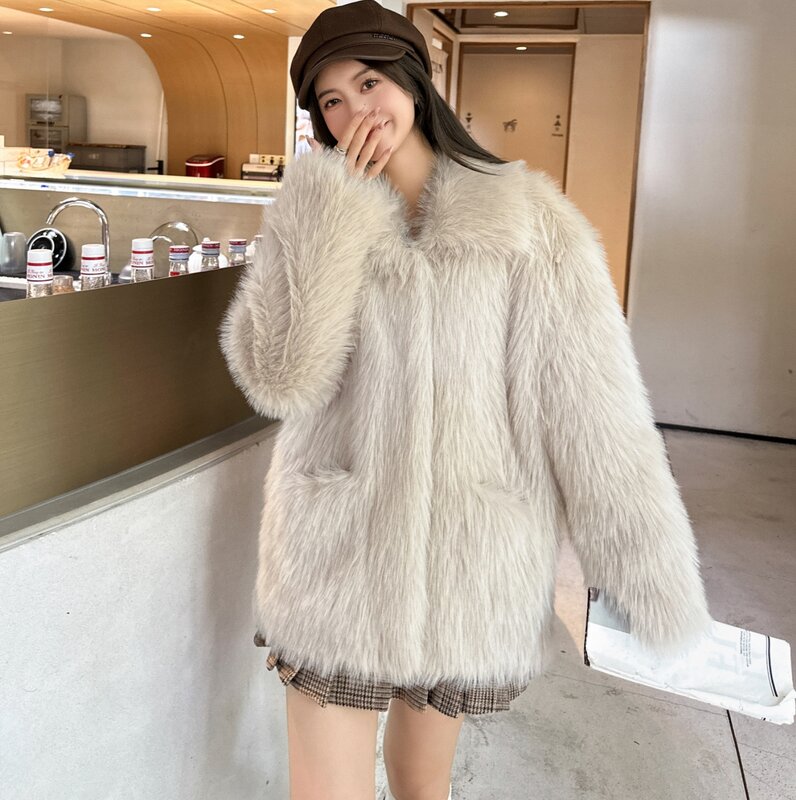 Cappotto di lana di agnello di pelliccia autunno inverno cappotto di peluche di pelliccia di temperamento delle donne