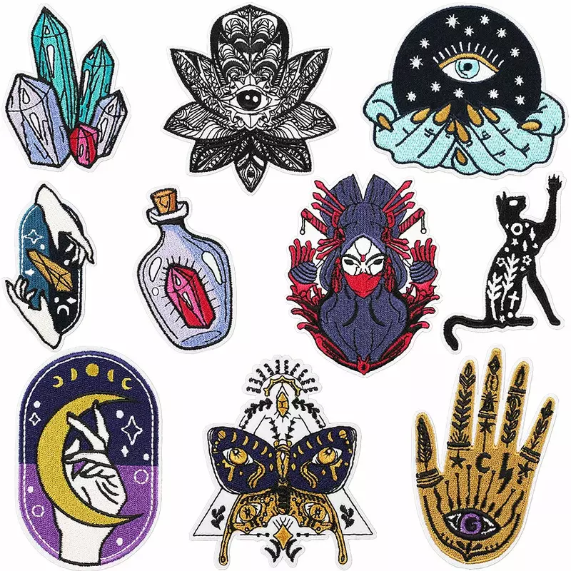 2024 New Embroidery Patch DIY Evil Eye Iron on Patches Adhesive Sticker Badges Emblem Fabric Accessories Clothing Bag Jacket Hat