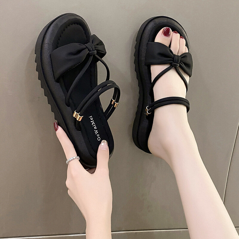 Sandal wanita musim panas, sandal wanita musim panas, sandal Roman sol tebal, sepatu rok yang cocok, sepatu wanita Anti selip, Zapatos De Mujer