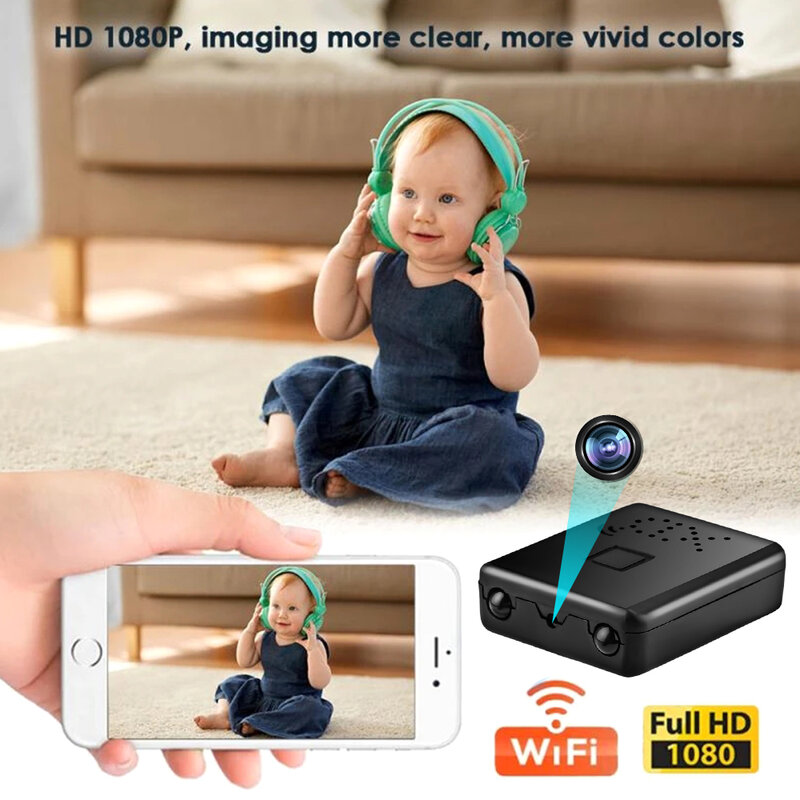 Kamera Mini Full HD 1080p, kamera perekam Audio dengan deteksi gerakan dan perekam untuk penglihatan malam keamanan rumah